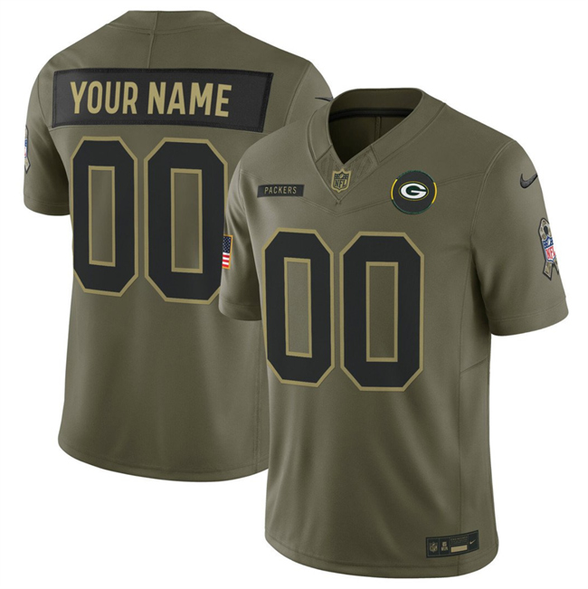 Youth Green Bay Packers Active Player Custom Olive 2025 F.U.S.E. Salute to Service Limited Stitched Football Jersey